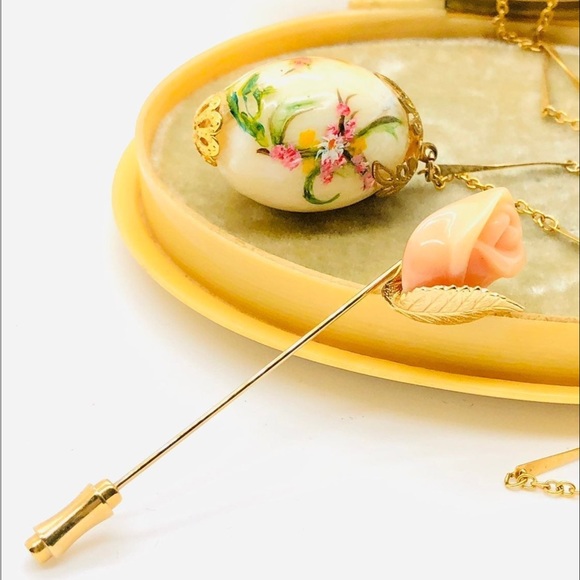 Adorable Egg Pendant & Floral Stick pin - Picture 14 of 16